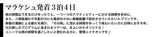 マラケシュ発着３泊４日